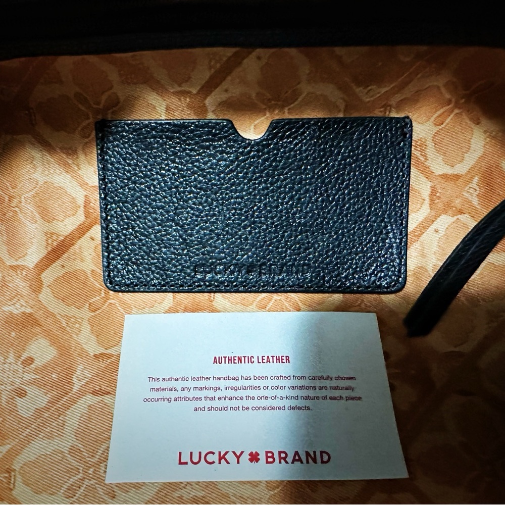 Vintage Y2K Lucky Brand Black soft Leather Tote Bag with keychain wallet laptop - Picture 6 of 17